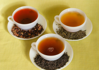 Cups of varies of  tea