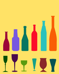 Bottles and wineglasses - Vector