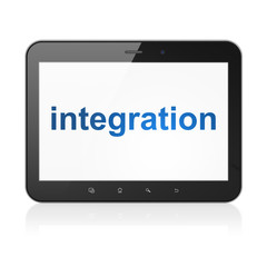 Finance concept: Integration on tablet pc computer