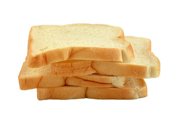 The cut loaf of bread with reflection isolated on white