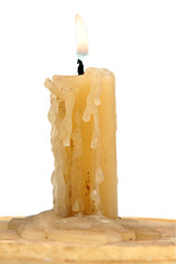old candle isolated on white background