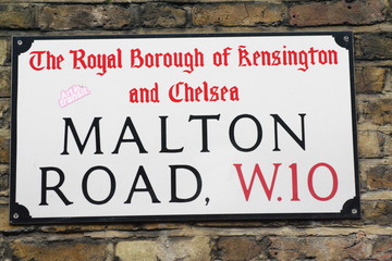 Malton Road W10 street sign in london