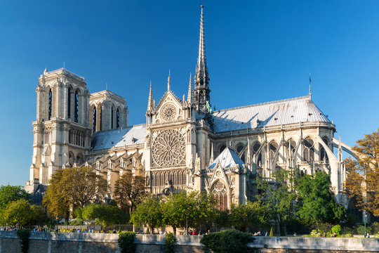 Famous Cathedral of Notre Dame de Paris in summer, France