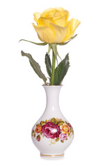 yellow rose in a floral vase