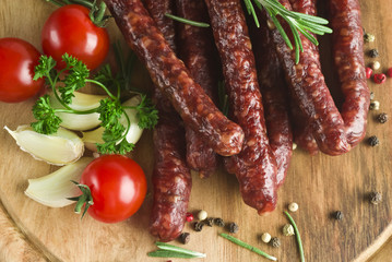 Smoked sausage with rosemary and peppercorns