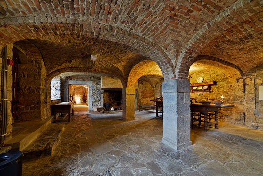 Interior cellar of the castle Lavaux-Sainte-Anne. Rochefort. Ard