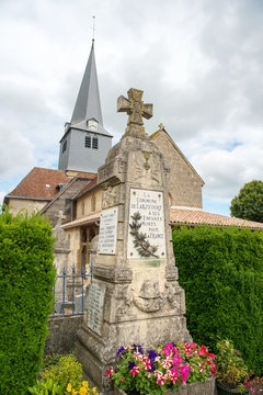 French church with war monument