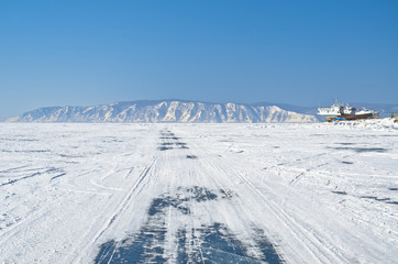 Frozen Baikal lake,Russia