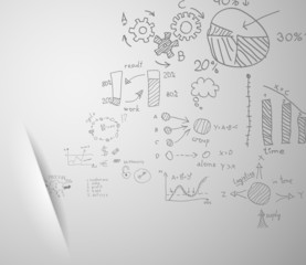 Fototapeta premium Wave of formulas departing from the slot on a gray background