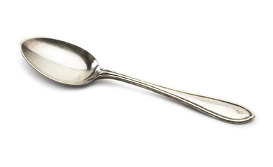 old silver spoon with clipping path