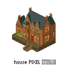 Pixel art isometric building