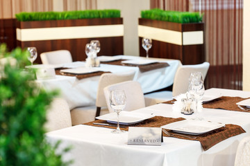 Tables set for meal