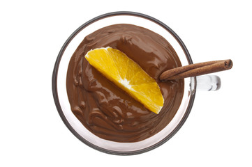 Cup of hot chocolate isolated on a white background