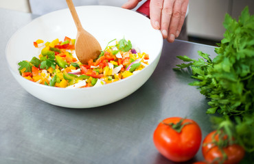 Chef cooking vegetables