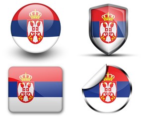 Serbia flag button sticker and badge