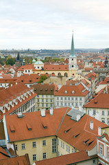 Fototapeta na wymiar rooftops of Prague, Czech Republic over Vltava River Castle sid