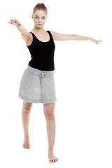 woman exercising jumping stretching dancing