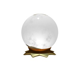 3D Crystal Ball on White Background