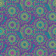 Stylized Flower Silhouettes on Seamless Background