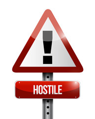 hostile warning road sign illustration design