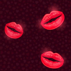 Pink Open Lips on Dark Red Background