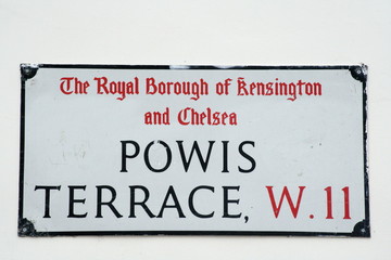Powis terrace street sign a famous London Address