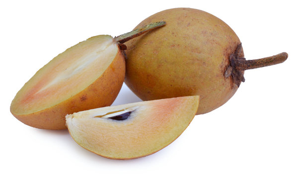 Fresh sapodillas isolated on white background