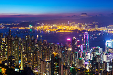 Fototapeta premium Hong Kong city skyline at night