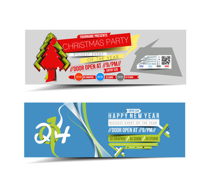 Christmas and new year Party Web Banner Template