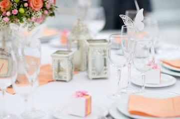 Table set for an event party or wedding reception
