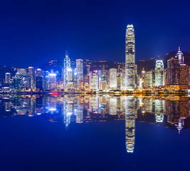 Hong Kong city skyline at night