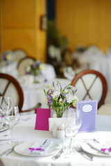 Table set for an event party or wedding reception