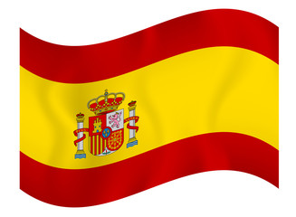 Obraz premium Flag of Spain waving on a white background
