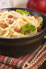 Pasta Carbonara with bacon and cheese