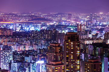 Fototapeta na wymiar Seoul city skyline at night