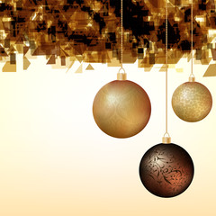 Abstract Christmas background with golden and brown baubles