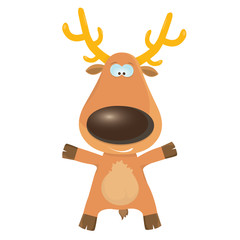 kids merry christmas illustration with reindeer