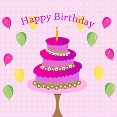 happy birthday card with cake