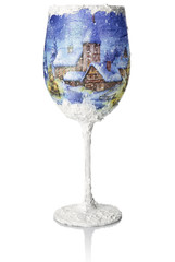Christmas Decoupage On The Wine Glass