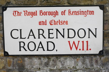 Clarendon Road street sign in Nottinghill London