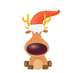 kids merry christmas illustration with reindeer