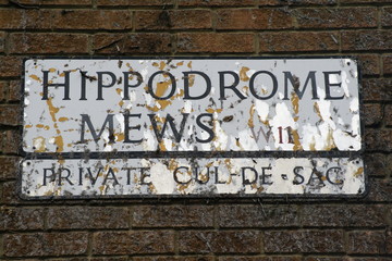 Hippodrome Mews a famous london street sign