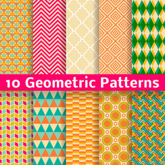 Geometric patterns (tiling). Set of vector seamless background.