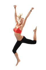 Weight loss fitness woman jumping