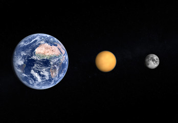 Planet Earth the Moon and Titan