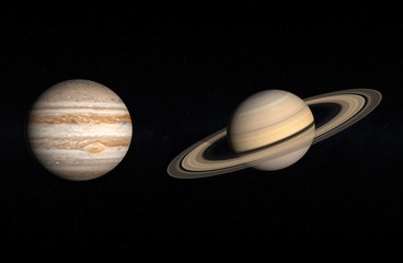Obraz premium Planets Jupiter and Saturn