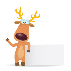 kids merry christmas illustration with reindeer