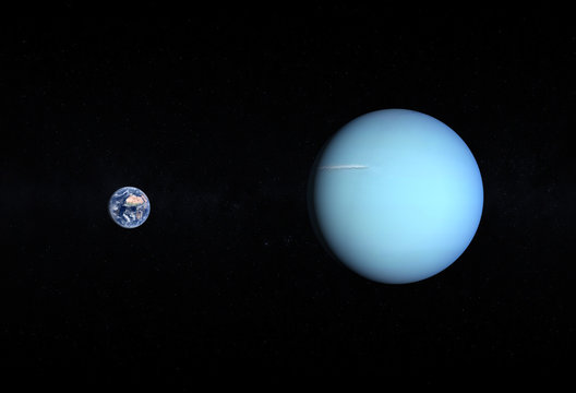 Planets Earth and Uranus