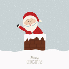 santa wave in chimney snow background