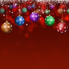 Xmas Holiday Balls Red Background